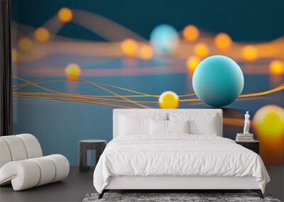 A dreamlike representation of a floating, glowing data network Wall mural