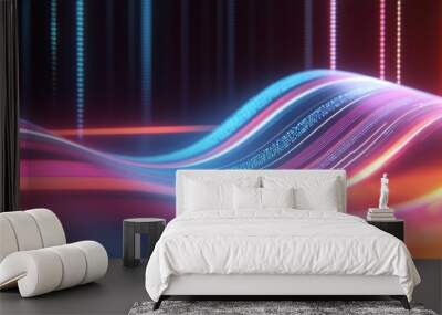 A surreal scene of a glowing, dynamic energy wave with vibrant Wall mural