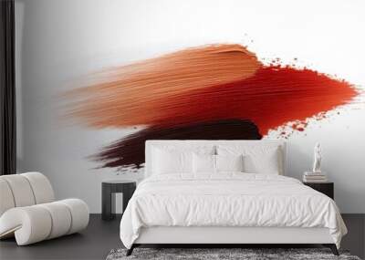 brown oil paint brush stroke isolated on a white background Wall mural