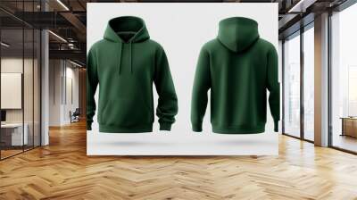 Dark Green Hoodie Front And Back Views Wall mural