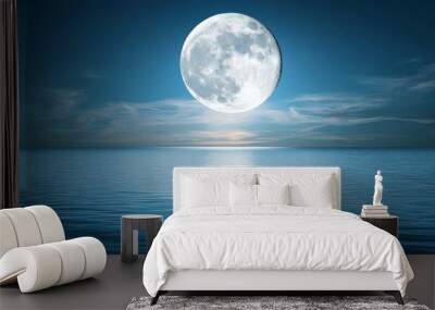 Full Moon Over Dark Ocean Wall mural