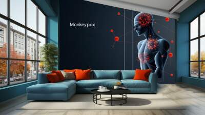 minimalist  illustration of monkeypox virus Wall mural