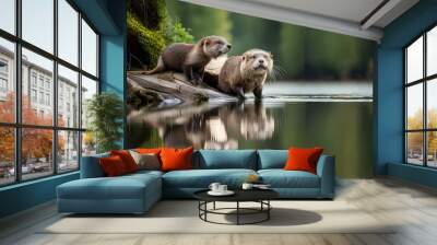 otter in the water generated Ai  Wall mural