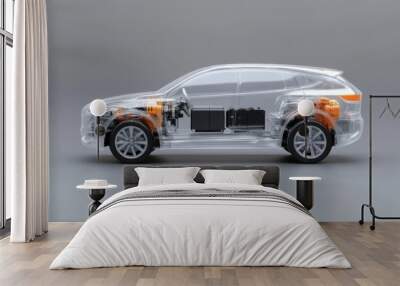 Transparent Car Model With Electric Motor Wall mural