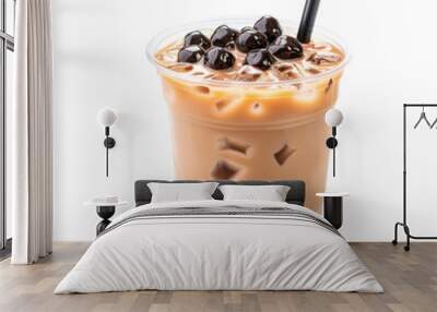 Tapioca milk tea, boba tea isolated on the white background Wall mural