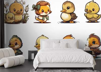 Vector collections of cute duck for kids illustrations Wall mural