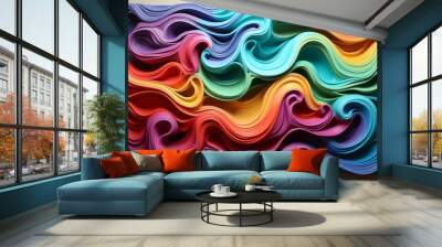 Photo of a vibrant and dynamic abstract painting on a textured wall created with Generative AI technology Wall mural