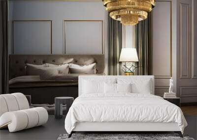 A transitional bedroom with a mix of traditional and contemporary elements3, Generative AI Wall mural