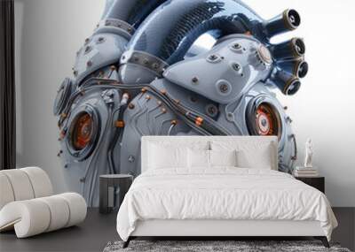 A detailed 3D rendering of a futuristic artificial heart showcasing intricate design and advanced technology. Wall mural