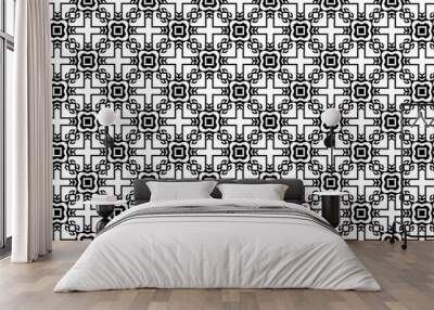 Ornament with elements of black and white colors. Wall mural