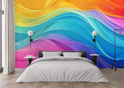 A bright and lively rainbow gradient wave background with bold, contrasting colors smoothly Wall mural