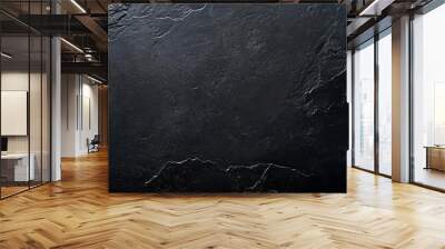 A deep charcoal textured stone surface with a polished, sleek finish. The dark color and smooth texture create a contemporary, refined look. Wall mural