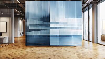 A modern abstract background featuring a segmented metallic panel with a polished chrome finish, set against a gradient of icy blues and whites. The sleek, reflective surface adds a clean and Wall mural