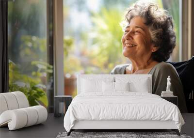 A senior retired Latin woman in wheelchair Wall mural