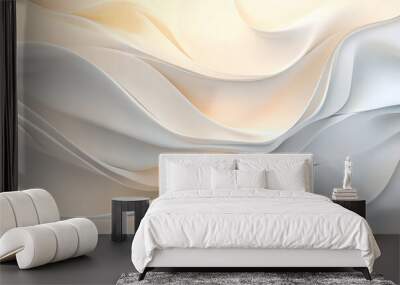 A serene 3D light white background with smooth, flowing gradients and gentle illumination. The design features a calming, modern look with elegant, refined details. Wall mural