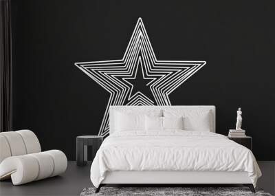 A simple white line drawing of a star, with clean and sharp lines outlining the shape. The minimalist design makes it a timeless and classic representation of a star. Wall mural