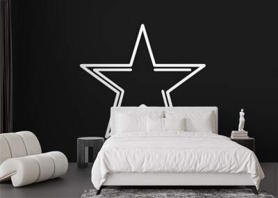 A simple white line drawing of a star, with clean and sharp lines outlining the shape. The minimalist design makes it a timeless and classic representation of a star. Wall mural