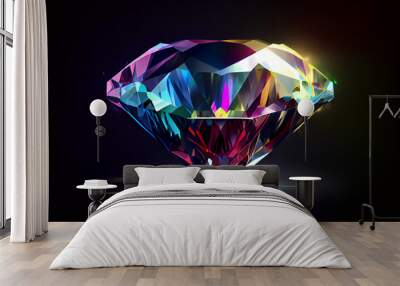 colorful of diamond isolated on dark background. Generate Ai. Wall mural