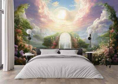 Garden illustration landscape art pathway heaven paradise Wall mural