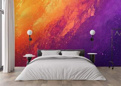 Rich orange and purple grainy gradient abstract background, featuring noise texture for a dynamic poster header or backdrop design with bold hues Wall mural