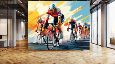 tour de France illustration. AI Generated Wall mural