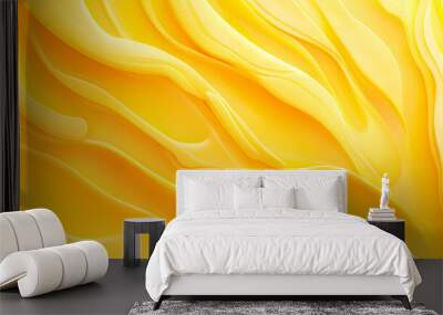 A bright yellow abstract organic pattern with freeform shapes. The smooth lines and flowing forms give the design a vibrant, energetic feel. Wall mural