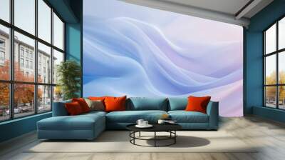 A soft gradient background moving from light blue to pale lavender, with smooth lines flowing horizontally across the canvas. The gentle, dynamic motion gives a calming, serene effect. Wall mural