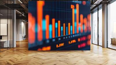 Close-up of a financial chart displaying stock market data. Wall mural