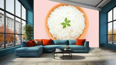 Jasmine rice served with a meal, fragrant and fluffy, flat design illustration Wall mural