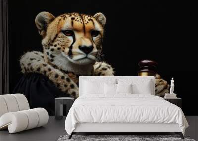 Cheetah Judge in Robe Holding Gavel Wall mural