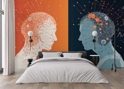 AI, Machine learning, big data network connection background, Science and artificial intelligence technology, innovation and futuristic. Generative AI. Wall mural