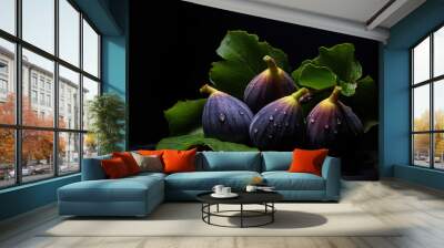 Figs on a dark background. Generative AI Wall mural