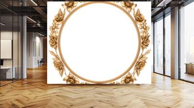 Antique circle frame gold isolated, Generative AI Wall mural