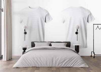 Men's White T-shirt Mockup Front and Back Isolated Transparent, Generative AI Wall mural