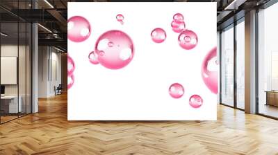 Soap pink bubble isolated on white background, AI Generated Wall mural