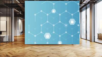  business internet cyber security connection concept in blue background Wall mural