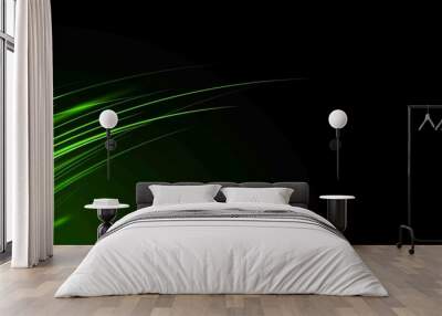 Abstract green Light Streaks on Black Background Wall mural