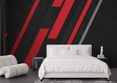 Abstract modern red black background with lines arrow geometric overlap shape elements Wall mural