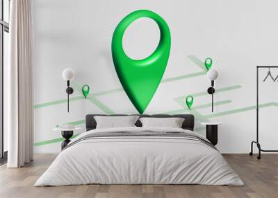 green location 3d icon marker or route gps position Wall mural