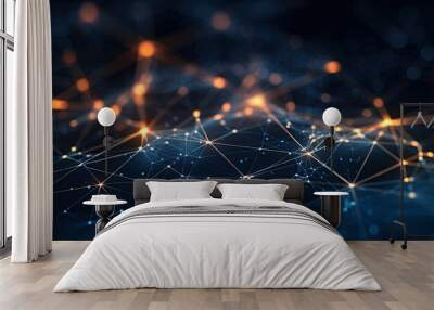 clean and minimalistic background with abstract circuitry paths and glowing nodes, symbolizing the interconnectedness of technology and information flow panorama Wall mural