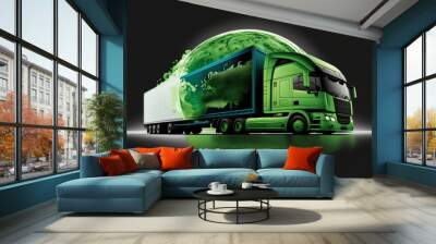 Efficient and sustainable logistics operations with green technology and eco-friendly practices, generative ai Wall mural