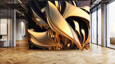 visually striking 3D-rendered design featuring abstract organic shapes and metallic accents, with a futuristic vibe, generative ai Wall mural