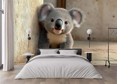 Adorable Koala Bear Cub Looking at the Camera Wall mural