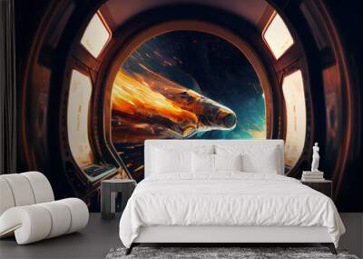 person inside a spaceship traveling through time Wall mural