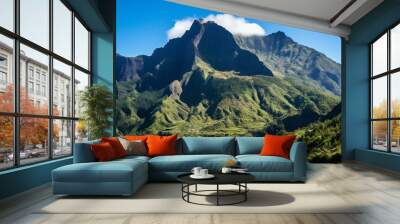 View of Piton des Neiges from Maïdo - Reunion Island. Generative AI Wall mural