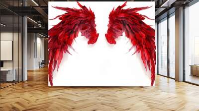 red evil demon wings isolated on white background Wall mural