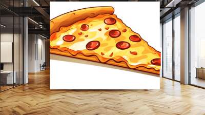 slice of pepperoni pizza isolated on white transparent background Wall mural