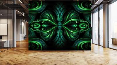 abstract fractal green and black background Wall mural