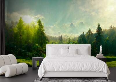 Landscape with sun Wall mural