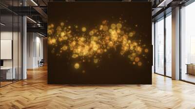 abstract golden luxuury bokeh lights, fairy glitter background, gold glowing shiny particles, design element	 Wall mural